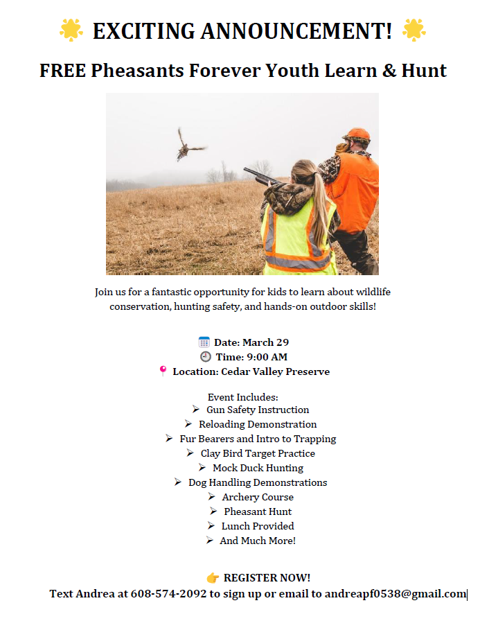 Pheasants Forever Youth Learn & Hunt flyer image